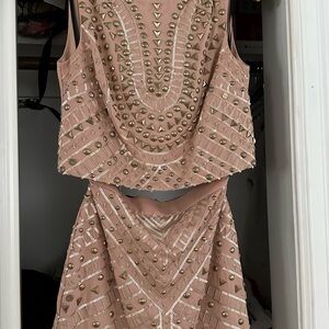 bebe Pink and Gold Studded Mini Dress